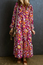 Load image into Gallery viewer, Blue Petal Collared Tiered Flowy Long Dress
