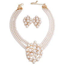 Load image into Gallery viewer, Cream 4 Line Cluster Pearl Necklace
