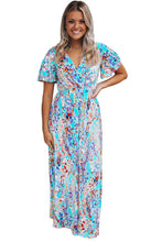 Load image into Gallery viewer, Rose Wrap V Neck Floral Maxi Dress
