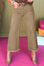 Load image into Gallery viewer, Light French Beige Acid Washed High Rise Cropped Wide Leg Jeans
