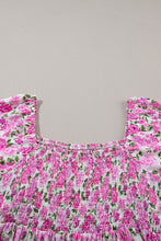 Load image into Gallery viewer, Pink Plus Size Floral Print Smocked Puff Sleeve Dress
