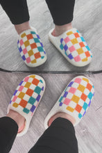 Load image into Gallery viewer, White Vibrant Checkered Plush Thermal Slippers
