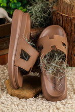 Load image into Gallery viewer, Beige Cutout Design Open Toe Platform Slippers (Run Small, Size Up)
