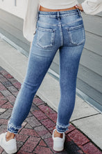 Load image into Gallery viewer, Light Blue Distressed Frayed Ankle Skinny Jeans
