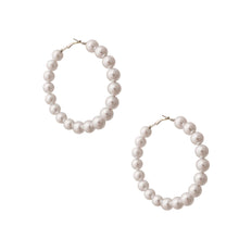 Load image into Gallery viewer, Hoops White Pearl Silver Earrings for Women
