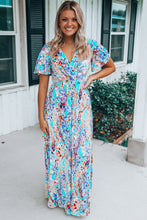 Load image into Gallery viewer, Rose Wrap V Neck Floral Maxi Dress
