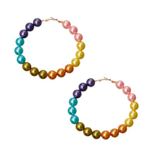 Load image into Gallery viewer, Hoops Multicolor Pearl Gold Earrings for Women
