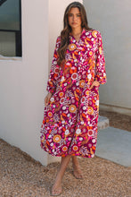 Load image into Gallery viewer, Blue Petal Collared Tiered Flowy Long Dress
