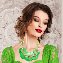 Load image into Gallery viewer, Green Disc Beaded Necklace Set

