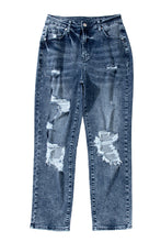 Load image into Gallery viewer, Sky Blue Light Wash Frayed Slim Fit High Waist Jeans
