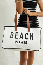 Load image into Gallery viewer, White BEACH PLEASE Print Large Canvas Tote Bag
