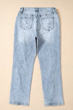 Load image into Gallery viewer, Sky Blue Light Wash Frayed Slim Fit High Waist Jeans
