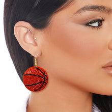 Load image into Gallery viewer, Orange Padded Basketball Earrings
