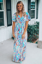 Load image into Gallery viewer, Rose Wrap V Neck Floral Maxi Dress
