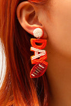 Load image into Gallery viewer, Orange GAME DAY Rugby Rice Bead Dangle Stud Earrings
