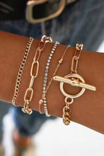 Load image into Gallery viewer, Gold Multi Layered Rhinestone Plated Chain Bracelet Set
