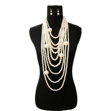 Load image into Gallery viewer, Long Layered Strand Cream Pearl Set
