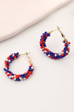 Load image into Gallery viewer, Fiery Red Flag Day Beaded Hoop Earrings
