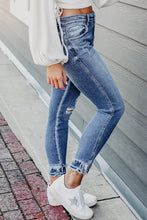 Load image into Gallery viewer, Light Blue Distressed Frayed Ankle Skinny Jeans
