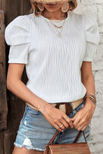 Load image into Gallery viewer, White Textured Short Puff Sleeve Tee
