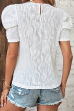 Load image into Gallery viewer, White Textured Short Puff Sleeve Tee
