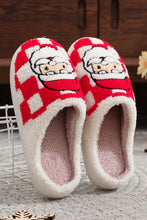 Load image into Gallery viewer, Fiery Red Checkered Santa Claus Graphic Plush Home Slippers
