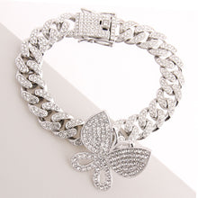 Load image into Gallery viewer, Iced Silver Butterfly Cuban Bracelet
