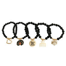 Load image into Gallery viewer, Matte Black Black Girl Magic Charm Bracelets
