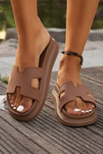 Load image into Gallery viewer, Beige Cutout Design Open Toe Platform Slippers (Run Small, Size Up)
