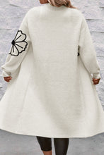 Load image into Gallery viewer, Beige Flower Embroidered Drop Shoulder Open Front Duster Cardigan
