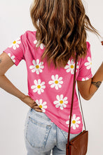 Load image into Gallery viewer, Pink Daisy Printed Crewneck T Shirt
