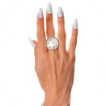Load image into Gallery viewer, Gold Clear Round Cut Crystal Ring
