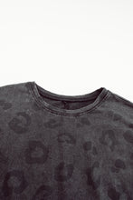 Load image into Gallery viewer, Gray Vintage Washed Leopard T-Shirt Dress with Pockets
