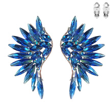 Load image into Gallery viewer, Sorority Royal Blue Rhinestone Wing Clip Ons
