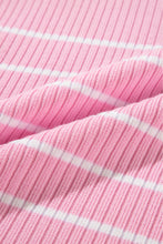 Load image into Gallery viewer, Pink Stripe Ribbed Loose Plus T Shirt
