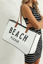 Load image into Gallery viewer, White BEACH PLEASE Print Large Canvas Tote Bag
