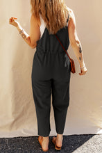 Load image into Gallery viewer, Black Drawstring Buttoned Straps Cropped Overall Jumper
