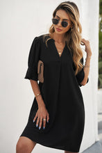 Load image into Gallery viewer, Black Ruffled Sleeve Shift Dress
