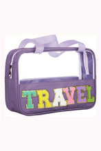 Load image into Gallery viewer, Black TRAVEL Chenille Letter Clear PVC Makeup Bag
