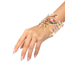 Load image into Gallery viewer, Pink Green Gold Branched Crystal Cuff
