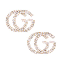 Load image into Gallery viewer, Gold Pave Designer G Logo Studs
