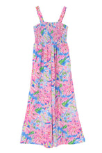 Load image into Gallery viewer, Pink Abstract Floral Painting Smocked Wide Leg Jumpsuit
