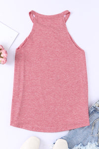 White Solid Color Crew Neck Tank Top