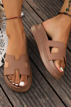 Load image into Gallery viewer, Beige Cutout Design Open Toe Platform Slippers (Run Small, Size Up)
