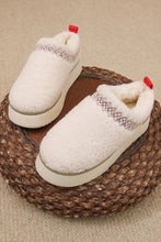 Load image into Gallery viewer, White Embroidered Sherpa Plush Thick Sole Winter Slippers
