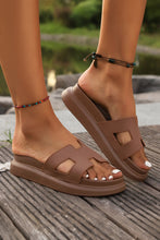Load image into Gallery viewer, Beige Cutout Design Open Toe Platform Slippers (Run Small, Size Up)
