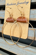 Load image into Gallery viewer, Chestnut PU Leather Hoop Earrings
