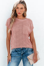 Load image into Gallery viewer, Dusty Pink Lattice Textured Knit Short Sleeve Sweater
