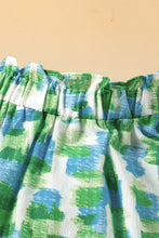 Load image into Gallery viewer, Green Abstract Print Button Back Ruffled High Neck Blouse
