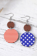 Load image into Gallery viewer, Dark Blue 4th of July Wooden Flag Earrings
